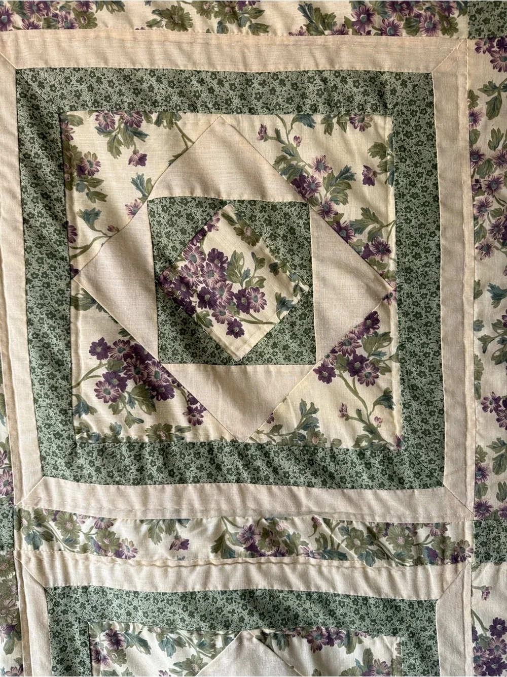 Vintage Floral Patchwork Quilt Full Queen 88x84 Cottagecore Handmade